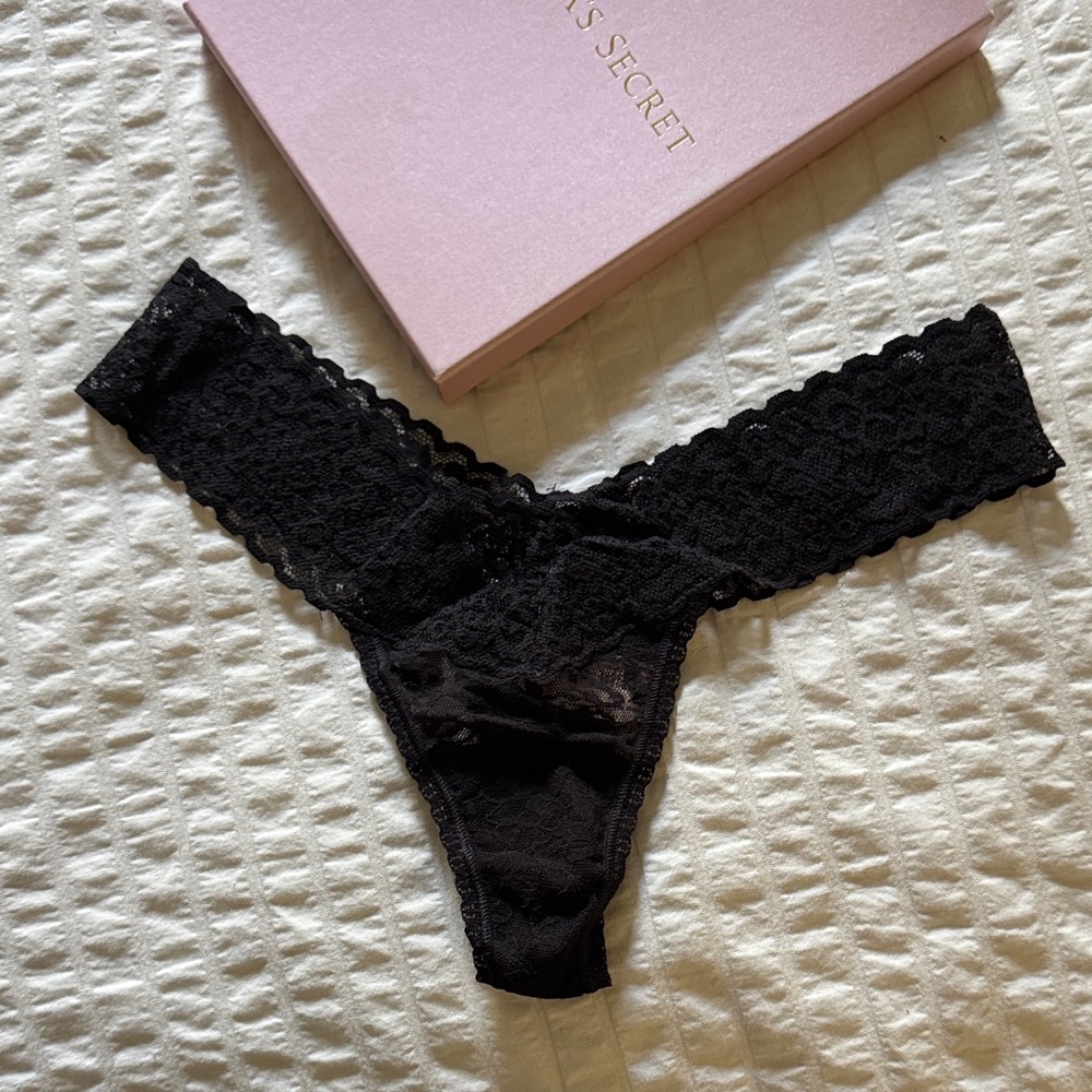 Victoria's Secret The Lacie Black Lace ThongPanties